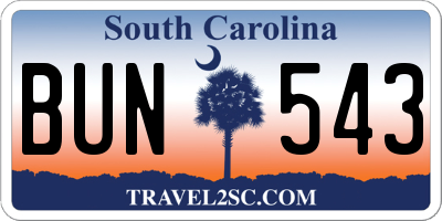 SC license plate BUN543