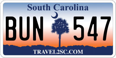 SC license plate BUN547