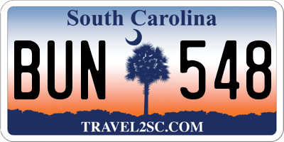 SC license plate BUN548