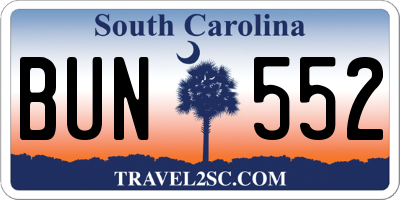 SC license plate BUN552