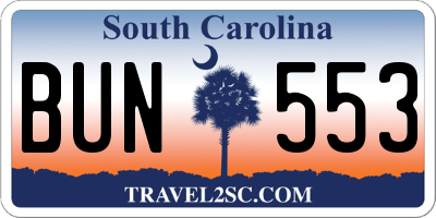 SC license plate BUN553