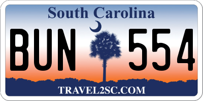 SC license plate BUN554