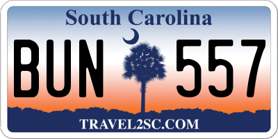 SC license plate BUN557