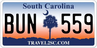 SC license plate BUN559