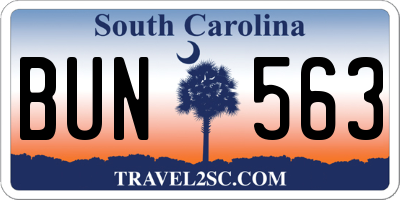 SC license plate BUN563