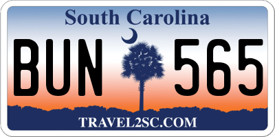 SC license plate BUN565