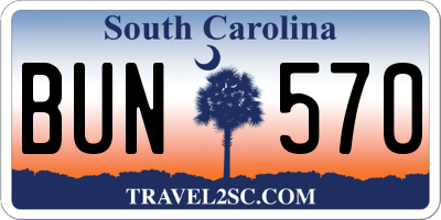 SC license plate BUN570