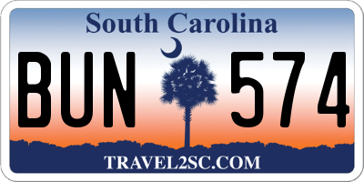SC license plate BUN574