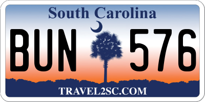 SC license plate BUN576