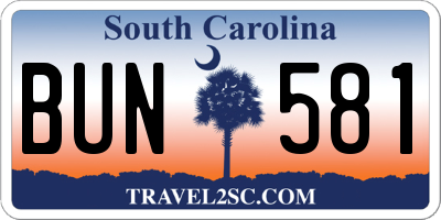 SC license plate BUN581
