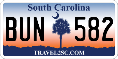 SC license plate BUN582