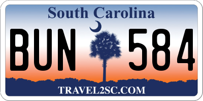 SC license plate BUN584