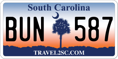 SC license plate BUN587