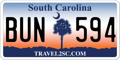 SC license plate BUN594