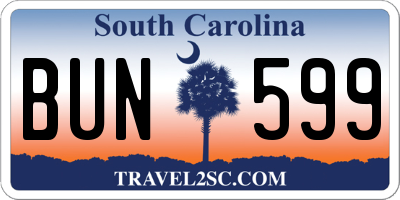 SC license plate BUN599