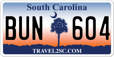 SC license plate BUN604