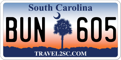 SC license plate BUN605