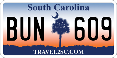 SC license plate BUN609
