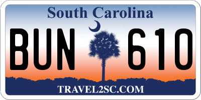 SC license plate BUN610
