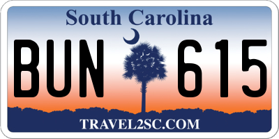 SC license plate BUN615