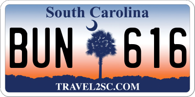SC license plate BUN616