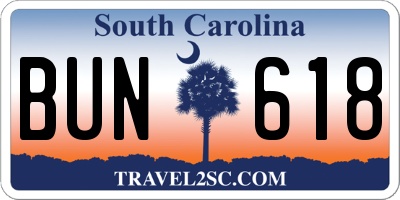 SC license plate BUN618