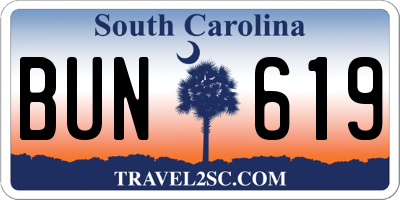 SC license plate BUN619