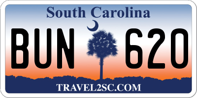 SC license plate BUN620