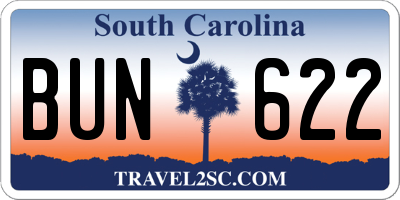 SC license plate BUN622