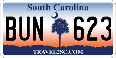 SC license plate BUN623