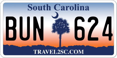 SC license plate BUN624