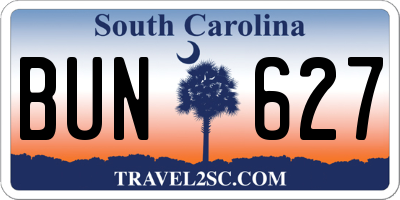 SC license plate BUN627