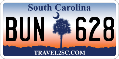 SC license plate BUN628
