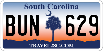 SC license plate BUN629