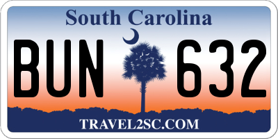 SC license plate BUN632