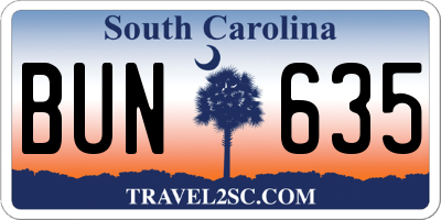 SC license plate BUN635