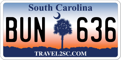 SC license plate BUN636