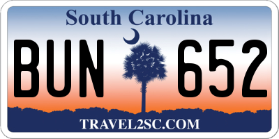 SC license plate BUN652