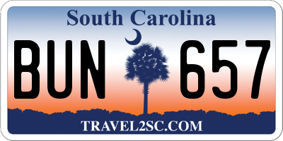 SC license plate BUN657