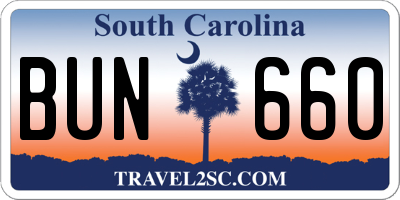 SC license plate BUN660