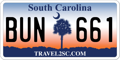 SC license plate BUN661