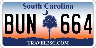 SC license plate BUN664