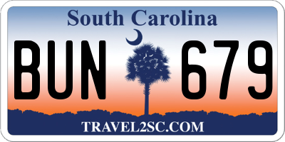 SC license plate BUN679