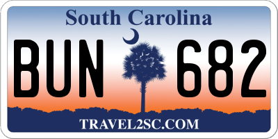 SC license plate BUN682