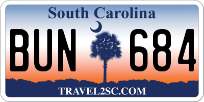SC license plate BUN684