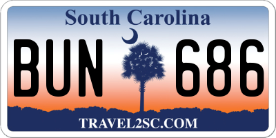 SC license plate BUN686