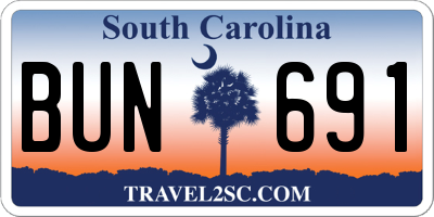 SC license plate BUN691