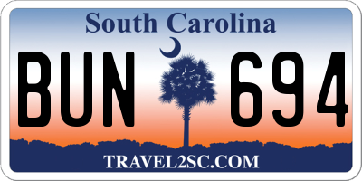 SC license plate BUN694