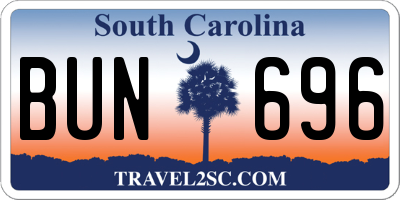SC license plate BUN696