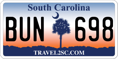 SC license plate BUN698